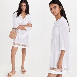 NEW ROLLER RABBIT Ola Do Brazil Serafina Lightweight Tunic White Lace Trim Dress